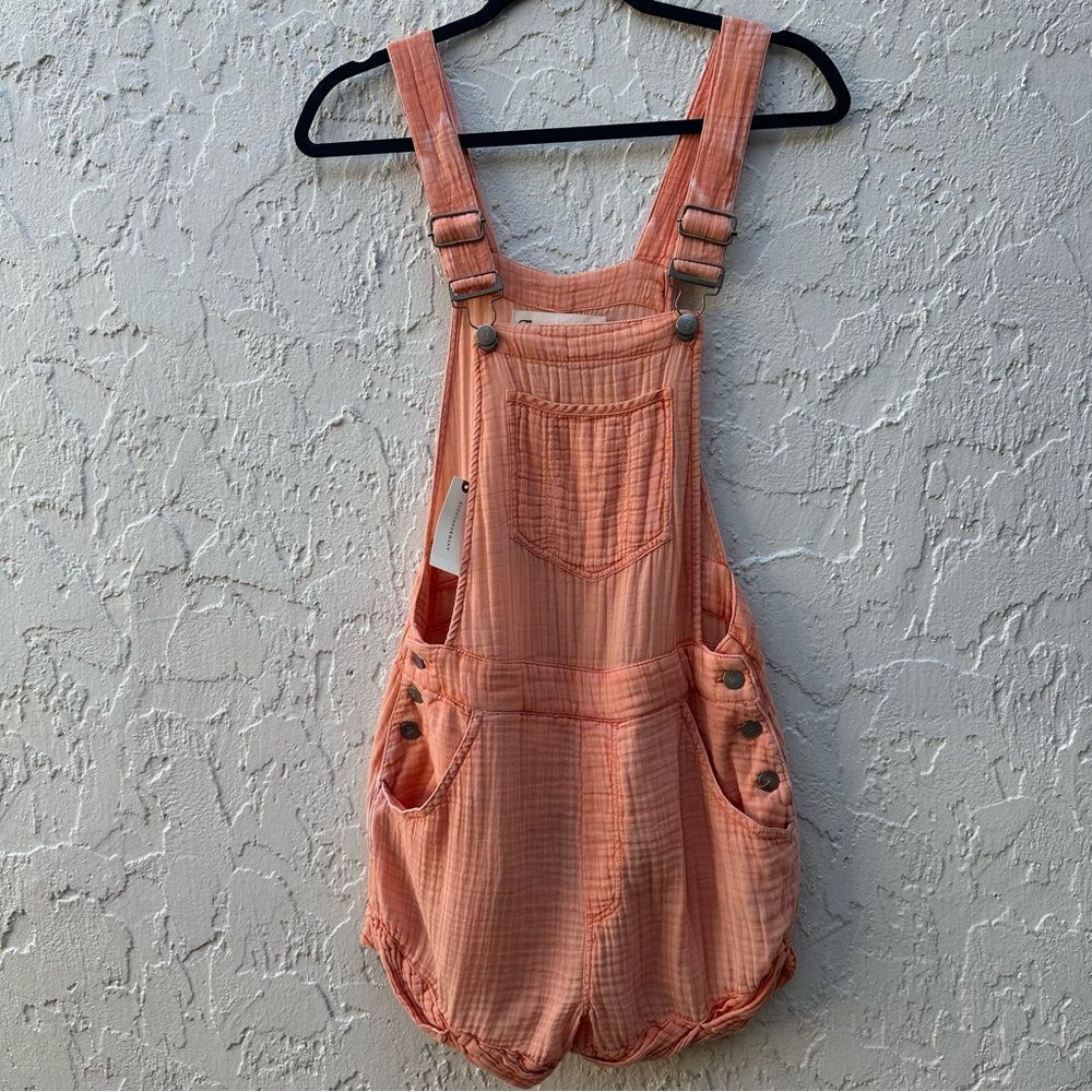 PILCRO‎ Bib Shortalls Women 6 Gauze Peach Anthropologie